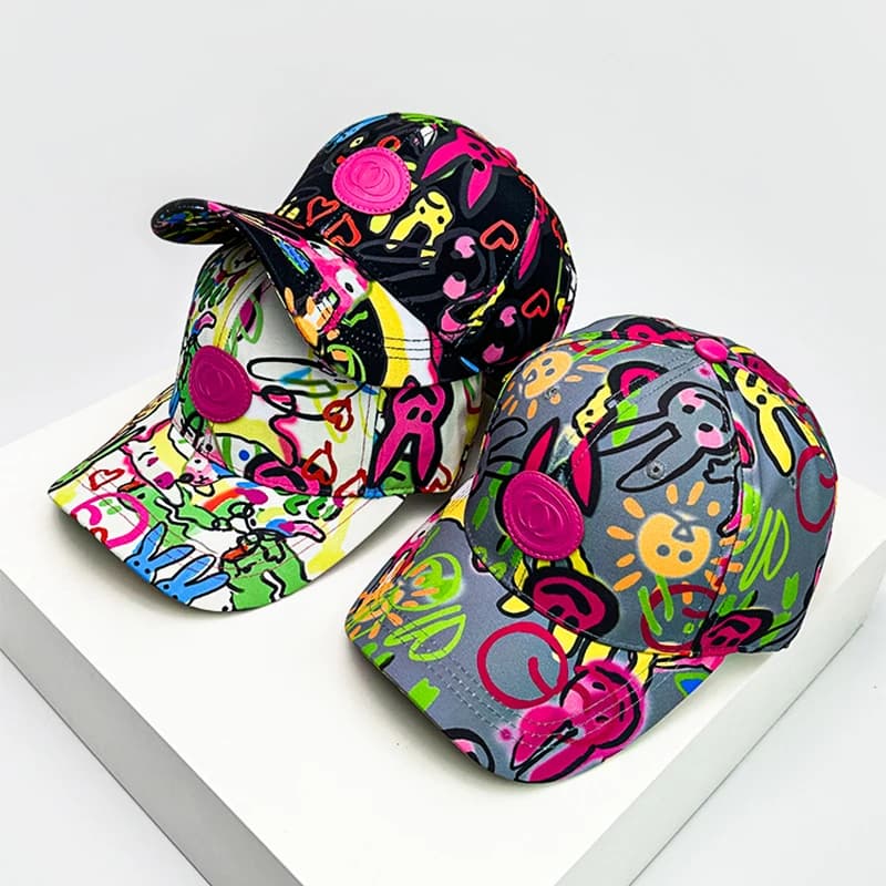 New Unisex Paintings Graffiti Letter Baseball Hats Breathable Personal Sunset Hip Hop Berretti with visor Versatile Fashion Hardtop