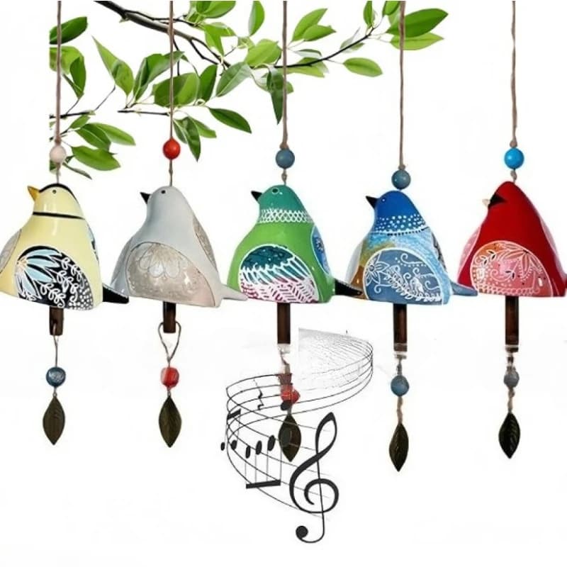Bird Wind Chime Resin Ornaments Bird Song Bell Background Decoration Pendant Placed on The Outdoor Courtyard Balcony Chimes