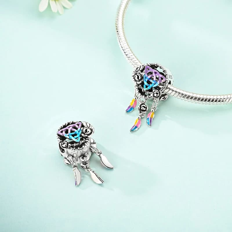 New 925 Sterling Silver Dream Catcher Net Charm Pendant Fit 3mm Original Bracelet DIY Women Exquisite Anniversary Jewelry Gift