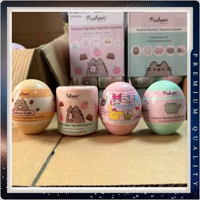 Pusheen Cat Water Filled Squishy Blind Box Egg Ornament Home Decor Collectible Toy Kids Birthday Holiday Surprise Festival Prese