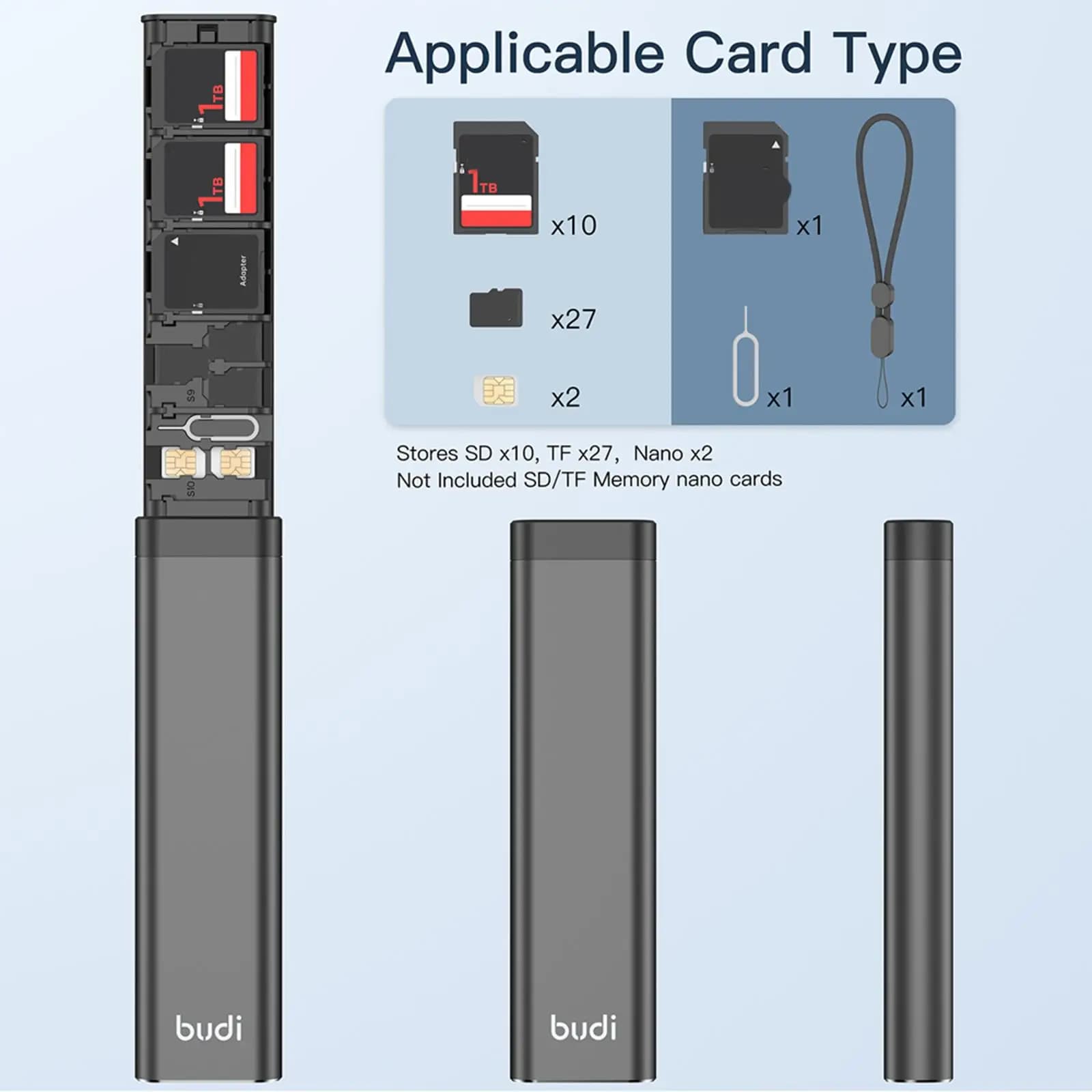 Budi Multifunzionale Cavo di Stoccaggio Stick Adattatore SIM SD Accessori Lettore Scatola di Supporto Scheda Dati Del Telefono Cavo di Stoccaggio della Scheda U R9S4