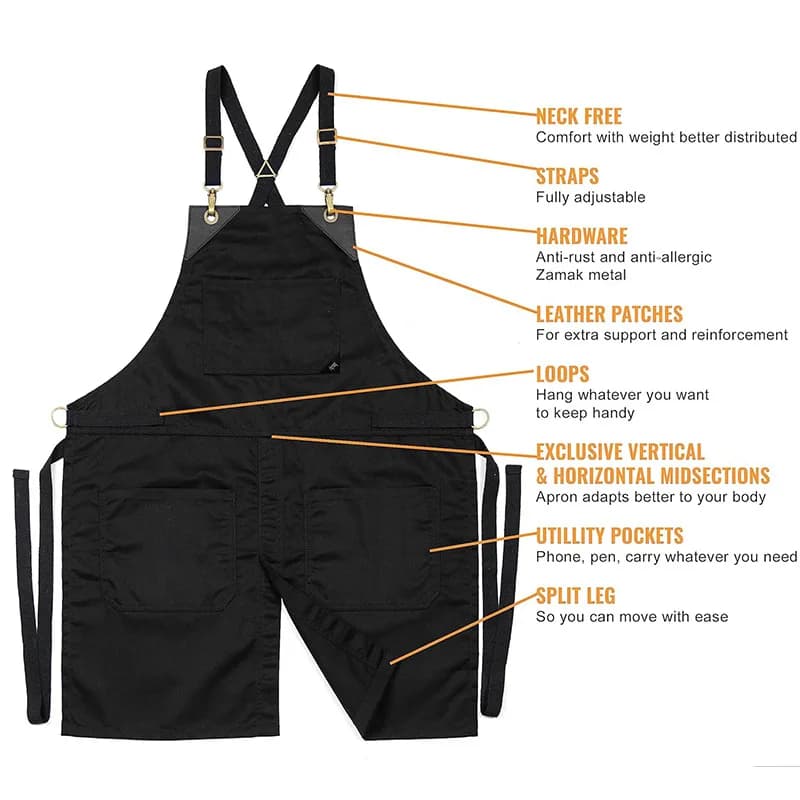 Unisex Personalized Logo Canvas Apron Ideal For Coffee Shops Barber Shops Commercial Kitchen And Home Cooking