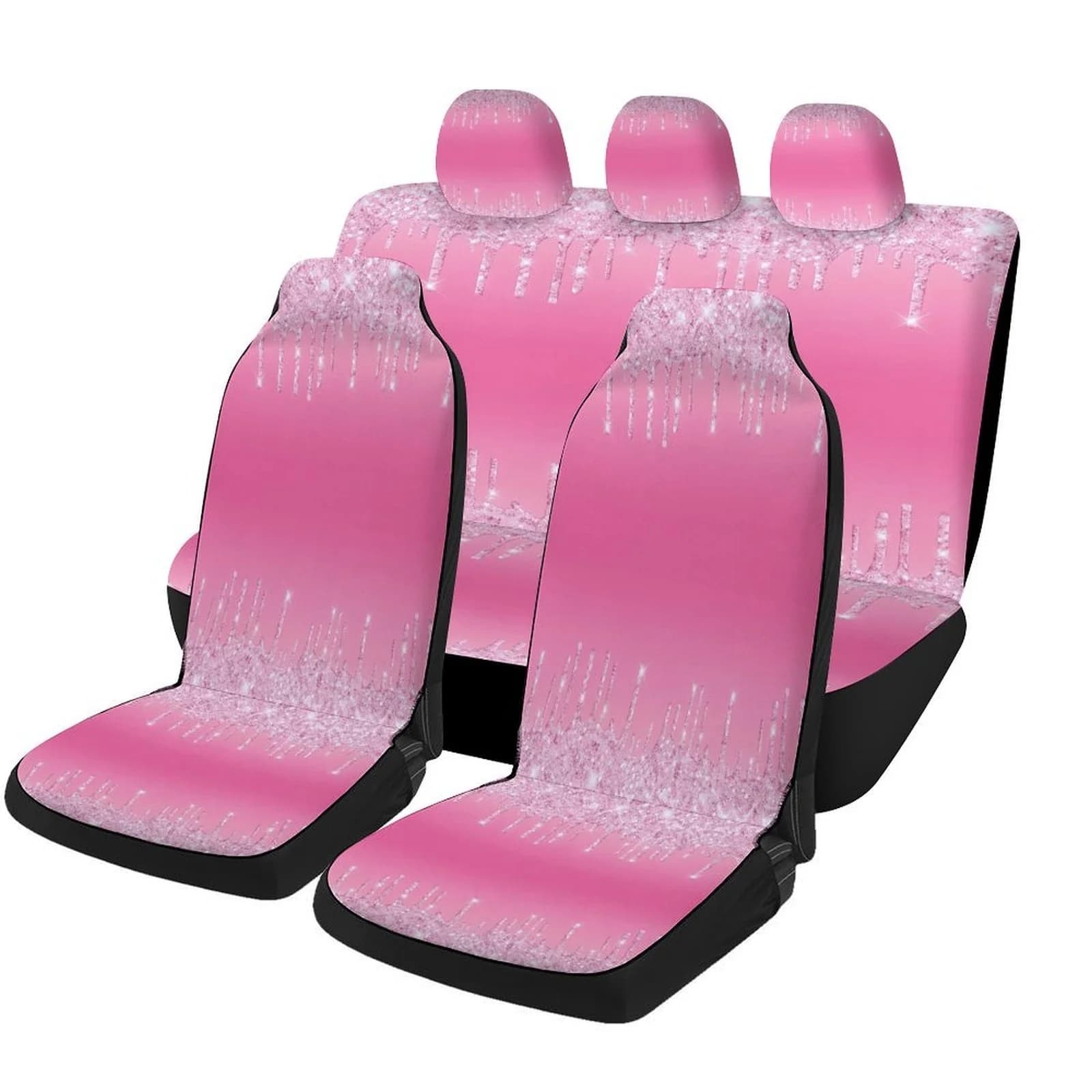 Crystal Icicles Pink Car Seat Covers - Universal Fit, Trendy Novelty High-Quality Polyester Seat Protectors For Most Cars, Machi