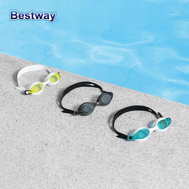 Bestway 21130 Professional waterproof swimwear HD anti-fogment 1 pair Comfortable, white frame, clear vision Ideal for men