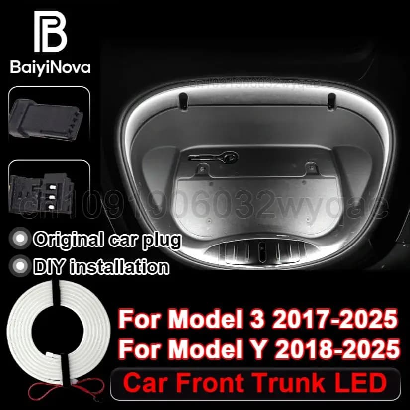 Per Tesla Modello 3 Highland 2021-2025 Modello Y Launch Tronco Anteriore Frunk LED Ambiente Surround Luce Flessibile Lampada di Striscia di Silicone