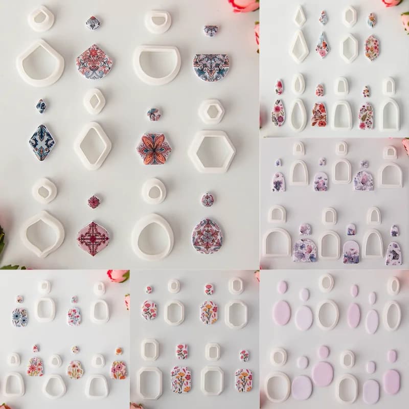6 pz/set Creativo Stile Semplice Arco Geometrico Forma Ovale Formine Per Argilla Polimerica Stampi Per Argilla Per Orecchino FAI DA TE Collana Ciondolo Fare
