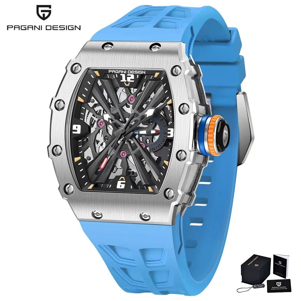 2025 Nuovi orologi al quarzo da uomo PAGANI DESIGN VH65 quadrante scheletrato 100M orologio sportivo rettangolare in vetro zaffiro impermeabile per uomo