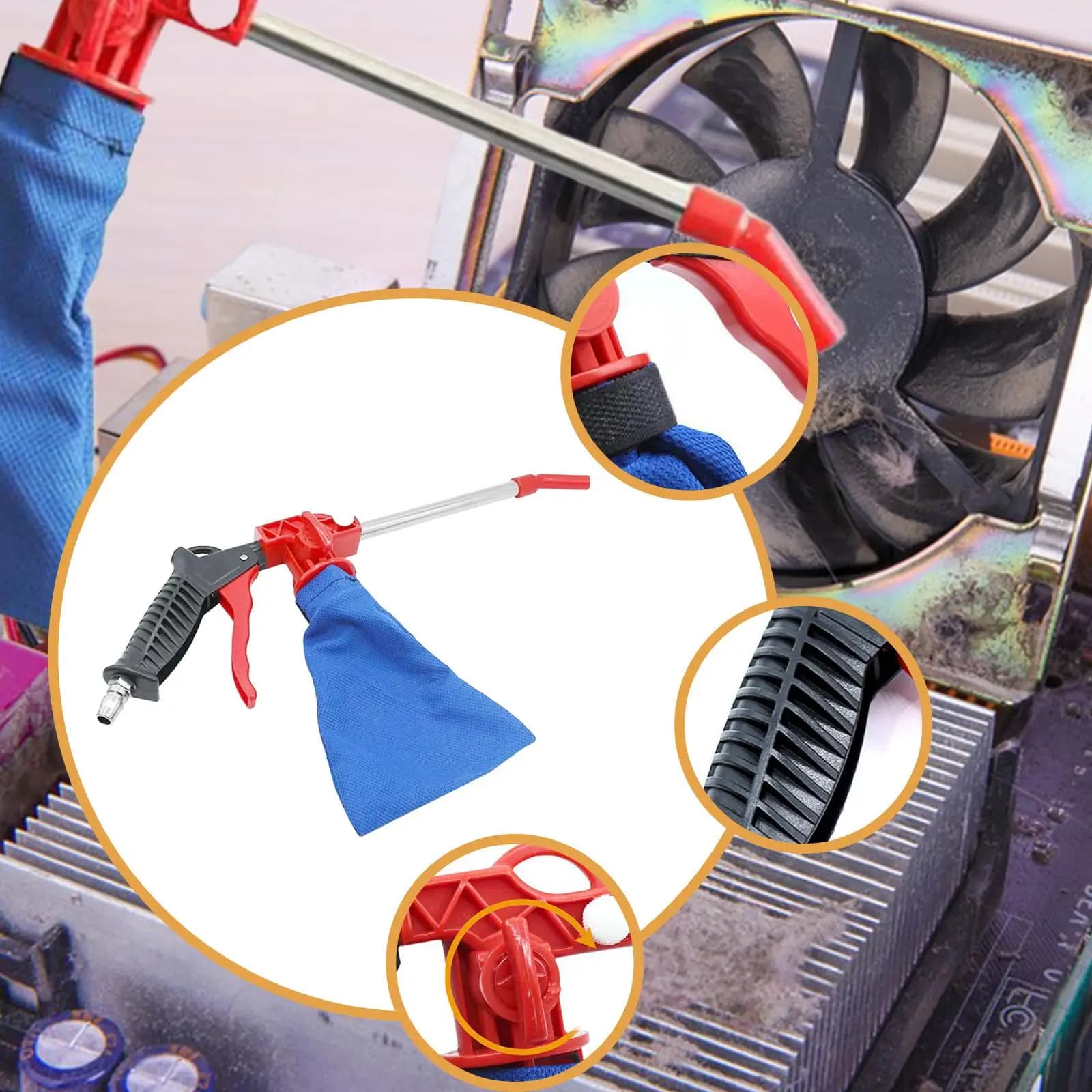Industrial Pneumatic Vacuum Cleaner Air Compressor Blower Handheld Cleaning Tool for Vehicle Interior and Home Appliance