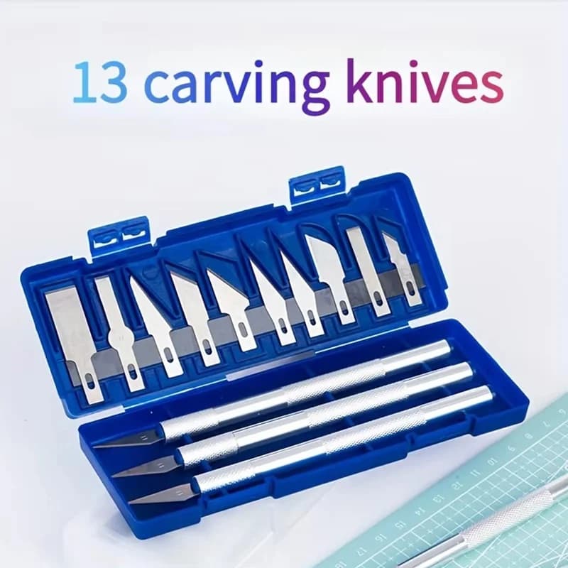 Set di 13 Coltelli da Intaglio in Lega di Alluminio, Strumenti per Incisione su Metallo, Stile Penna Artistica, per Sigilli, Modellismo e Prodotti Artigianali