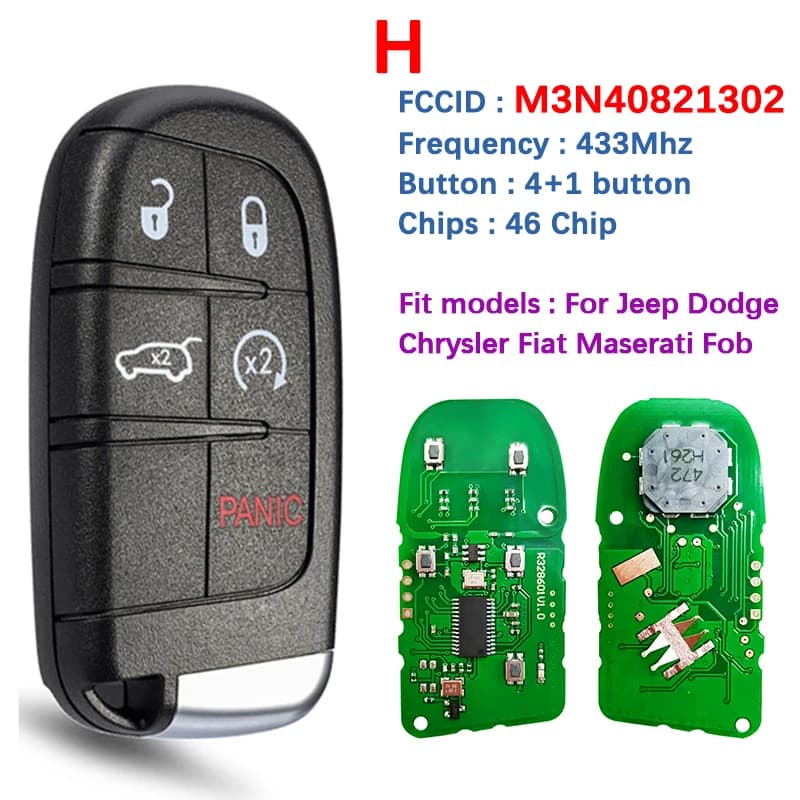For Dodge Charger Dart Journey Challenger Durango 2011-2020 Smart Key Fob ID46 Chip 434Mhz M3N40821302 Universal Work For Jeep
