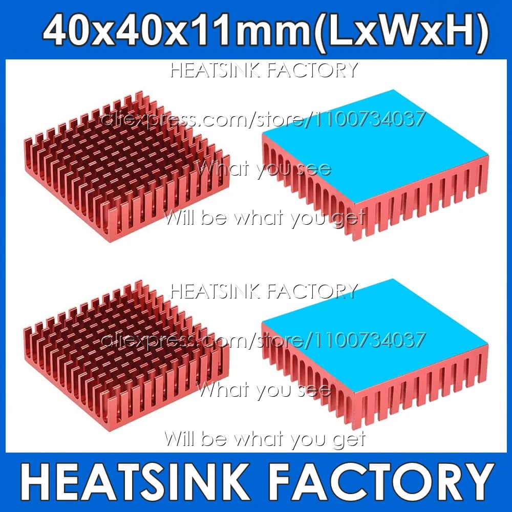 Spedizione gratuita senza nastro/con nastro termico, dissipatore di calore radiatore in alluminio rosso 40x40x1mm per stampante 3D IC LED Light