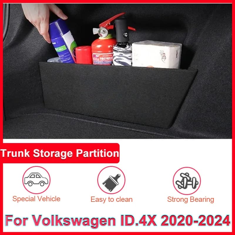 Auto Ispessimento Tronco Scatola di Immagazzinaggio Organizzatore Divisorio Lato Accessori Auto Parti Per Volkswagen VW ID.4 X 2020 ~ 2024 2022 2023