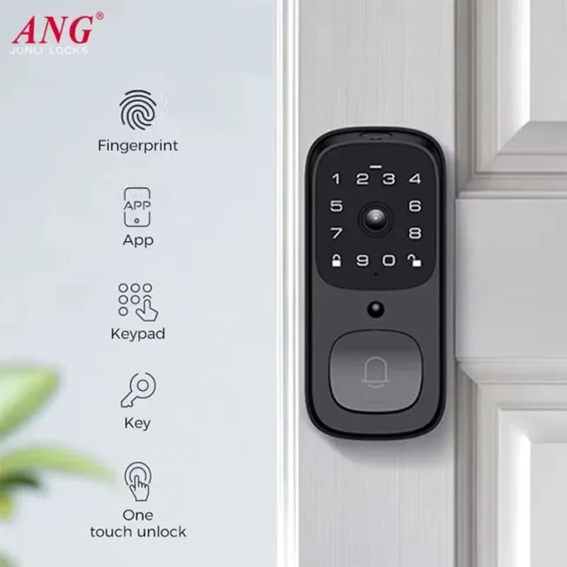 Serratura Elettrica Moderna con Tastierino, Facile da Installare, Monitoraggio Attivo, Impronta Digitale, Password e Telecamera