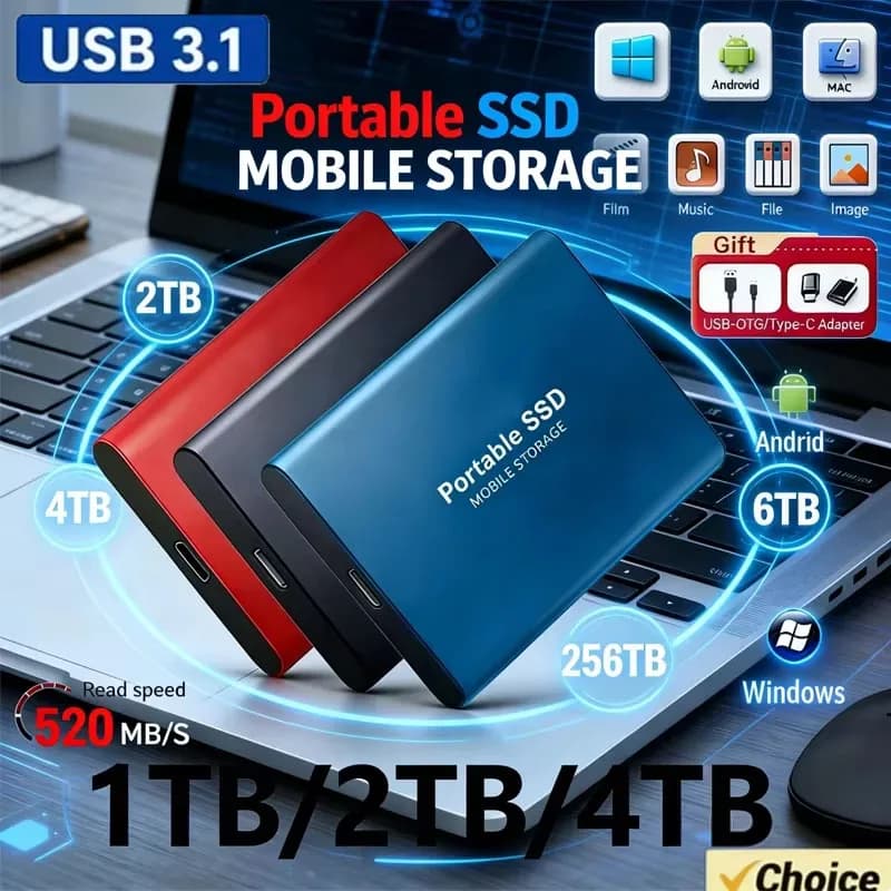 Lenovo 256TB SSD High-speed SSD USB 3.0 Enclosure Mobile Hard Drive Cases for SSD External Storage HDD Box With USB3.0 Cable ABS