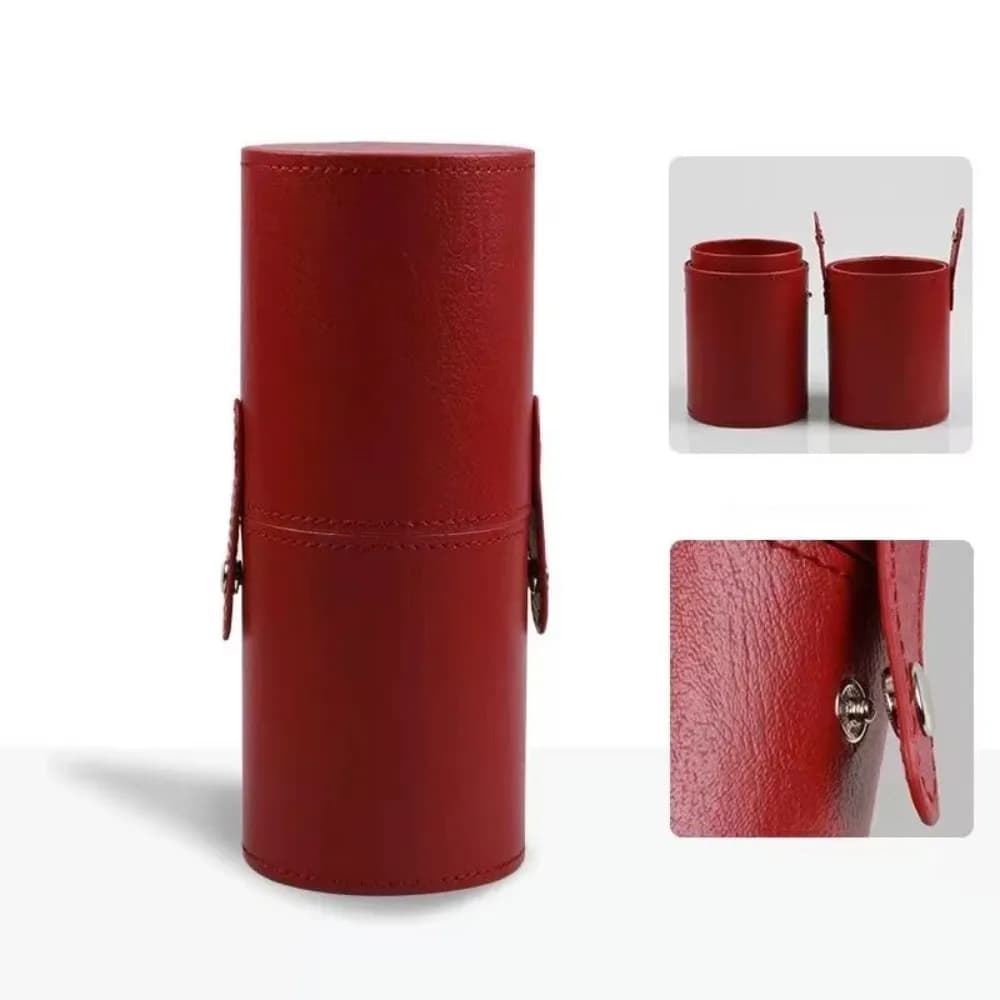 Fashion PU Leather Makeup Brush Bucket Waterproof Dust-Proof Empty Cosmetic Brushes Pen Holder Portable Makeup Brush Organizer