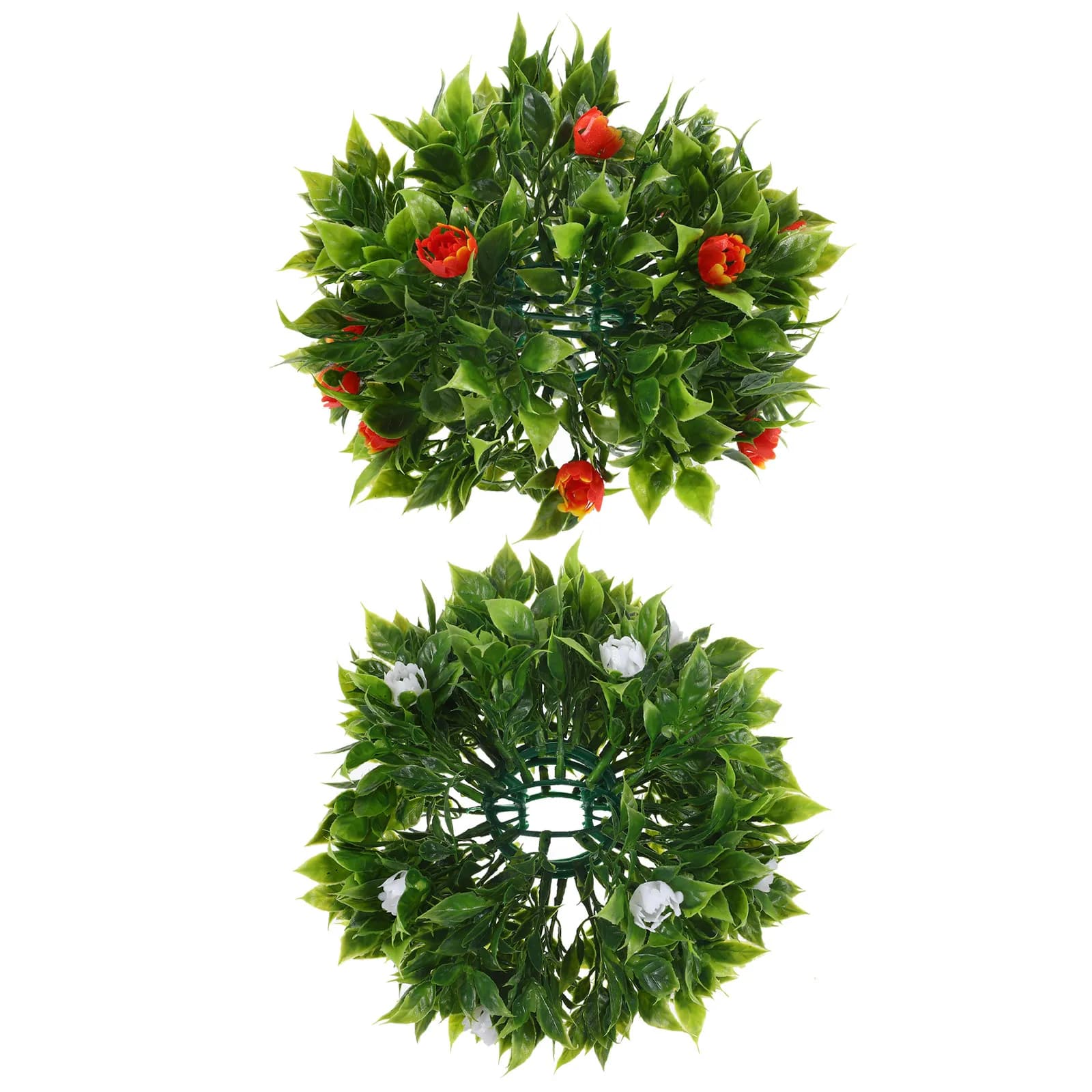 2 Pezzi di Sfere Decorative Artificiali in Plastica, Palle di Erba Finta per Decorazioni da Esterno e Interno, Giardino, Balcone, Soffitto