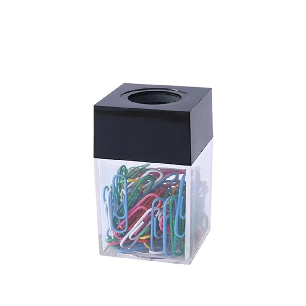 Organizzatore per Cancelleria Quadrato, Contenitore Magnetico Trasparente per Scrivania, Porta Fermagli Compatto Magnetico