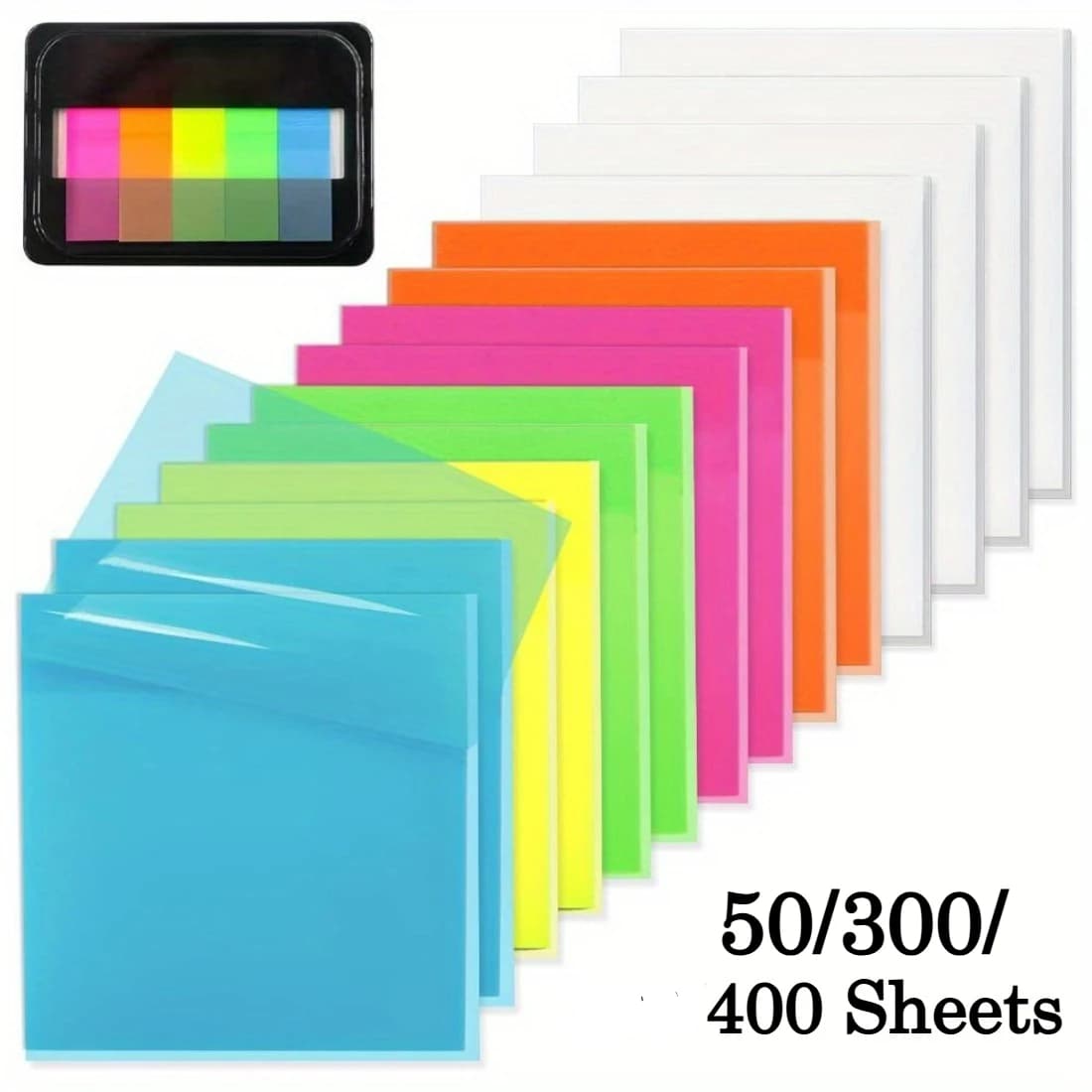 Transparent Sticky Notes 3Inch Clear See Through Self-Adhesive Memo Pads Translucent Sticky Tabs Office School Study Supplies