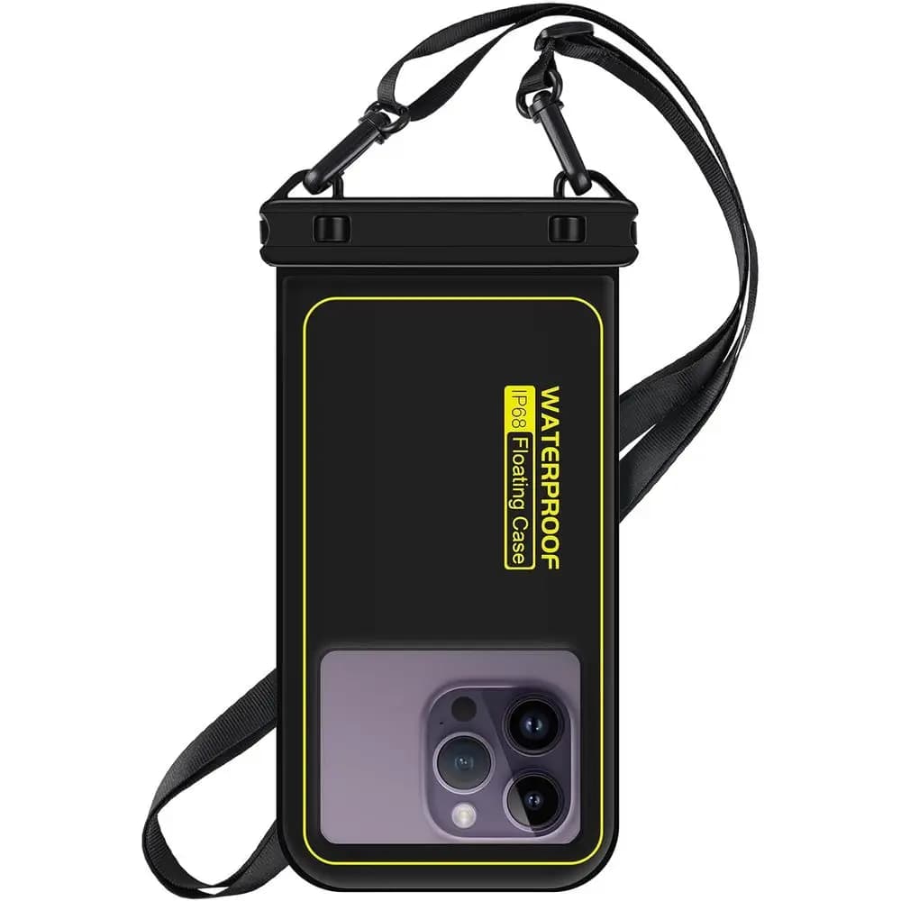 Custodia Impermeabile Galleggiante per iPhone 16 Pro, 15, 14, 13, 12, 11 Pro Max, Sacca Stagna con Cinghia Regolabile, Compatibile con Dispositivi fino a 6.7 Pollici, Nero