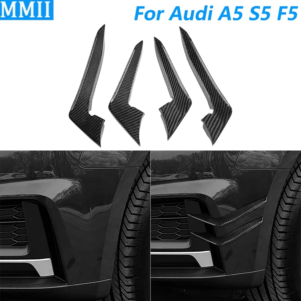 Per Audi A5 S5 F5 Sline 2017-2020, Copertura Spoiler Paraurti Anteriore in Vera Fibra di Carbonio, Accessori Auto per Modifiche