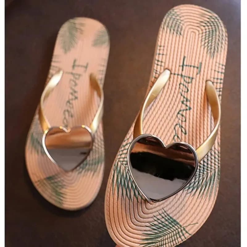 Ciabatte da casa Y2K da donna, con cuore e nuvole, sandali estivi infradito, ciabatte da spiaggia, scarpe casual da casa, piattaforme piatte da bagno femminili