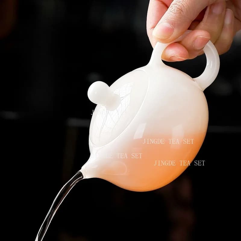 White Porcelain Xishi Teapot Chinese Style High-end Kungfu Tea Set Teapot Household Hospitality Teapot Thin Porcelain Pot