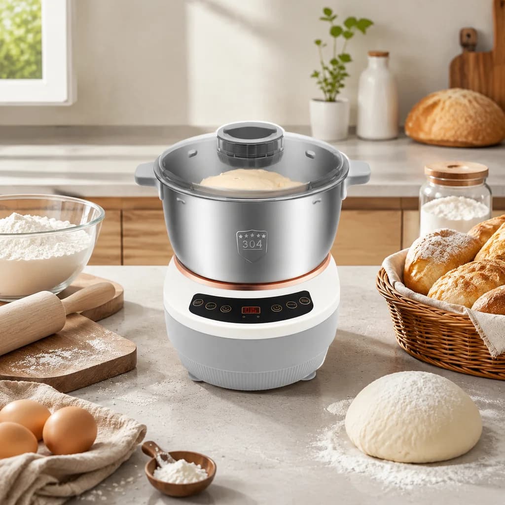 200W Electric Dough Maker 5L/169.09 Oz US Standard Ferment Function Flour Kneading Machine 304 Stainless Steel for Pizza Bread