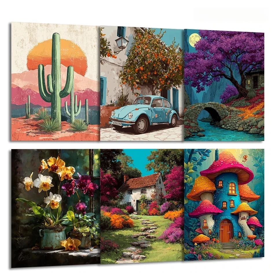 1pc frameless Painting Paints By Numbers Oil Art plant Digital oil paintings Picture Canvas Drawing Handiwork Set Kit Home Decor
