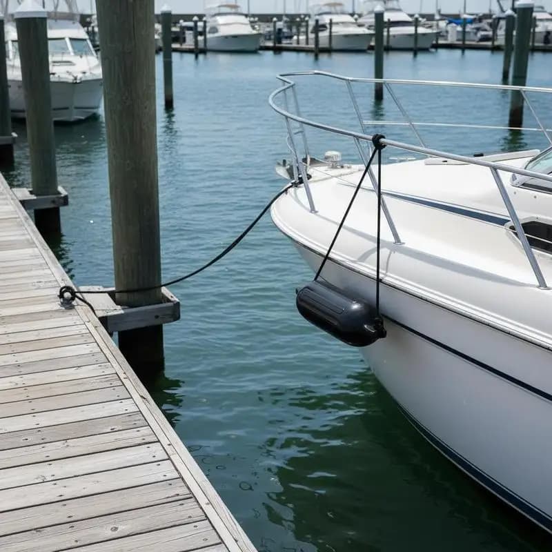 Inflatable Marine Buffer 8.5" x 26" For Boat Docking Mooring Anchoring, Ribbed Design Center Hole Structure, Marine Vessel Protection Kit Air Pump 4 Needles 4 Ropes Storage Bag Black