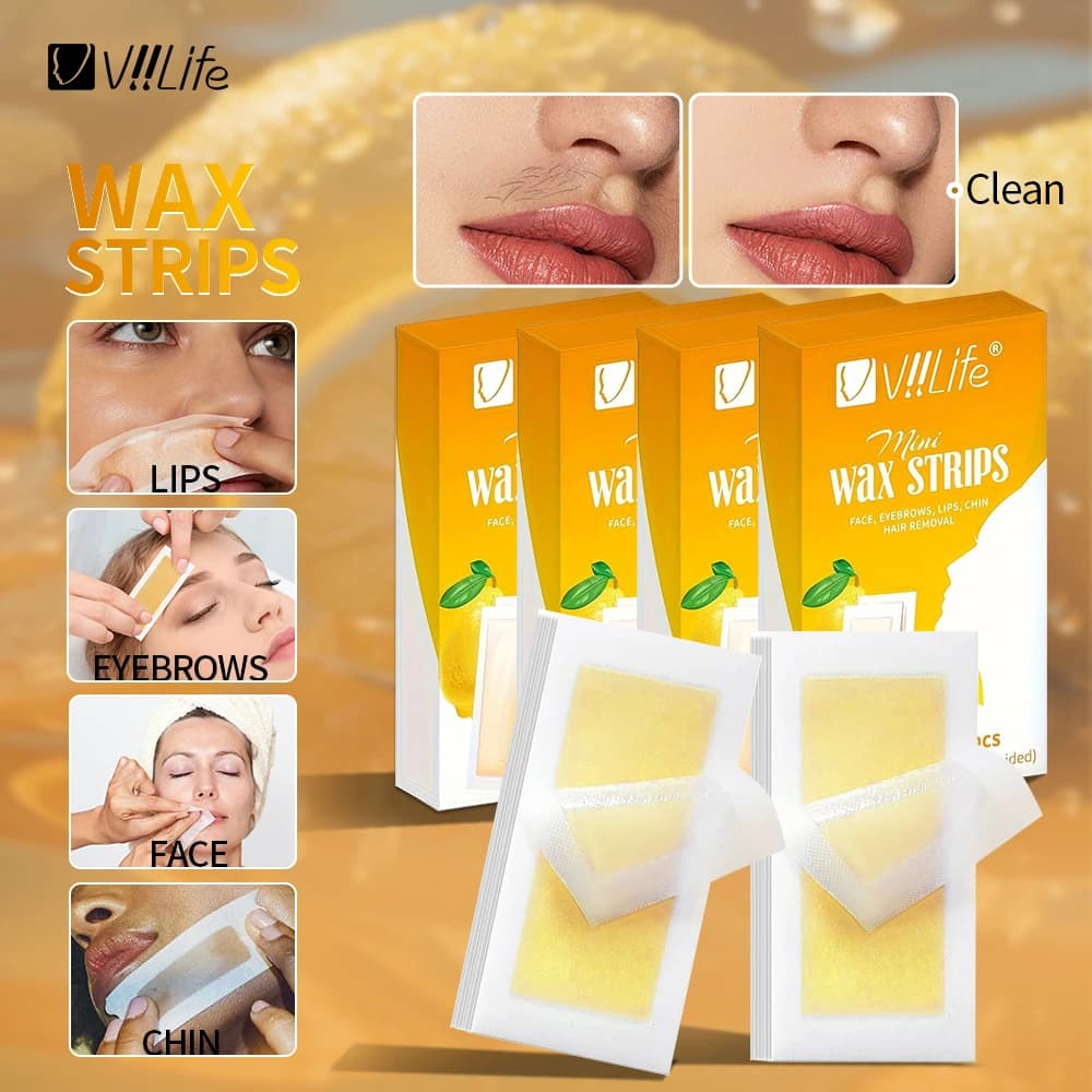 Viilife 20/40 pezzi strisce di cera depilatoria per la depilazione carta di cera strisce di cera fredda carta per viso collo braccio gamba corpo strumenti di bellezza
