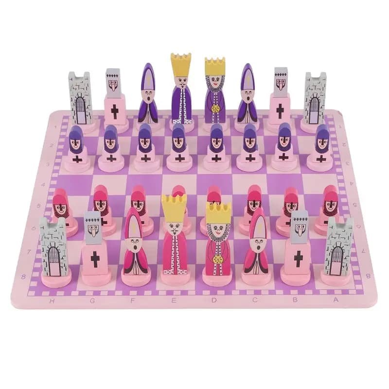 Travel Chess Set With Chess Board Educational For Kids And Adults Pink Eco-Friendly