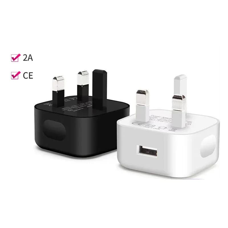 Adattatore universale per caricabatterie da muro USB a 3 pin con spina UK 5V 2A Ricarica per smartphone per caricabatterie di ricarica Iphone Samsung Huawei