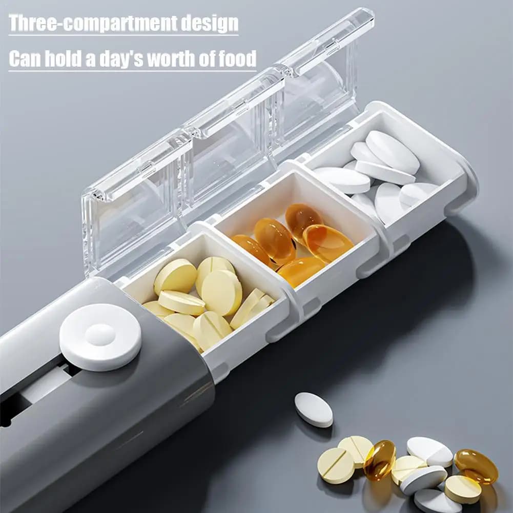 Portable 3 compartment Laptop Organizer Daily Container Bottle Holder for Medicines Vitamin Fish oils or supplements