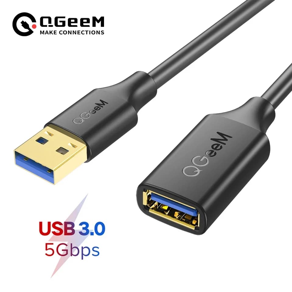 QGeeM USB 3.0 USB Extension Cable for Laptop Smart-TV PS4 Xbox SSD USB 3.0 Data Cable for Male to Female
