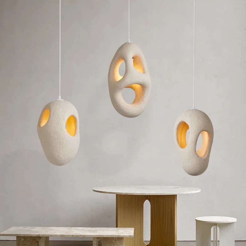 Wabi Sabi beige porous hanging lamp new style for living room, bedroom, bedside table, LED hanging lamp