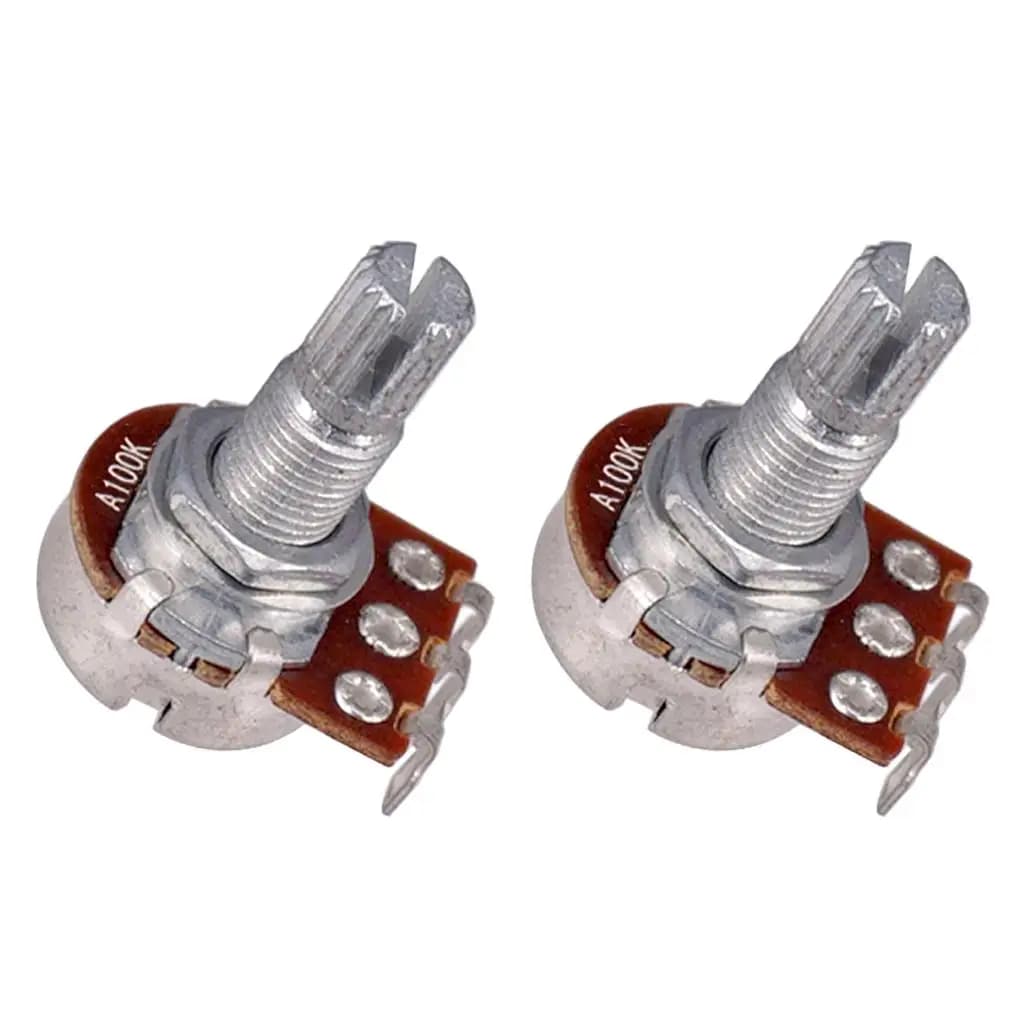 18mm Shaft Guitar Potentiometer Audio Pots Kit Silver Tone Knurled Switch for Ukulele Mandolin Bass