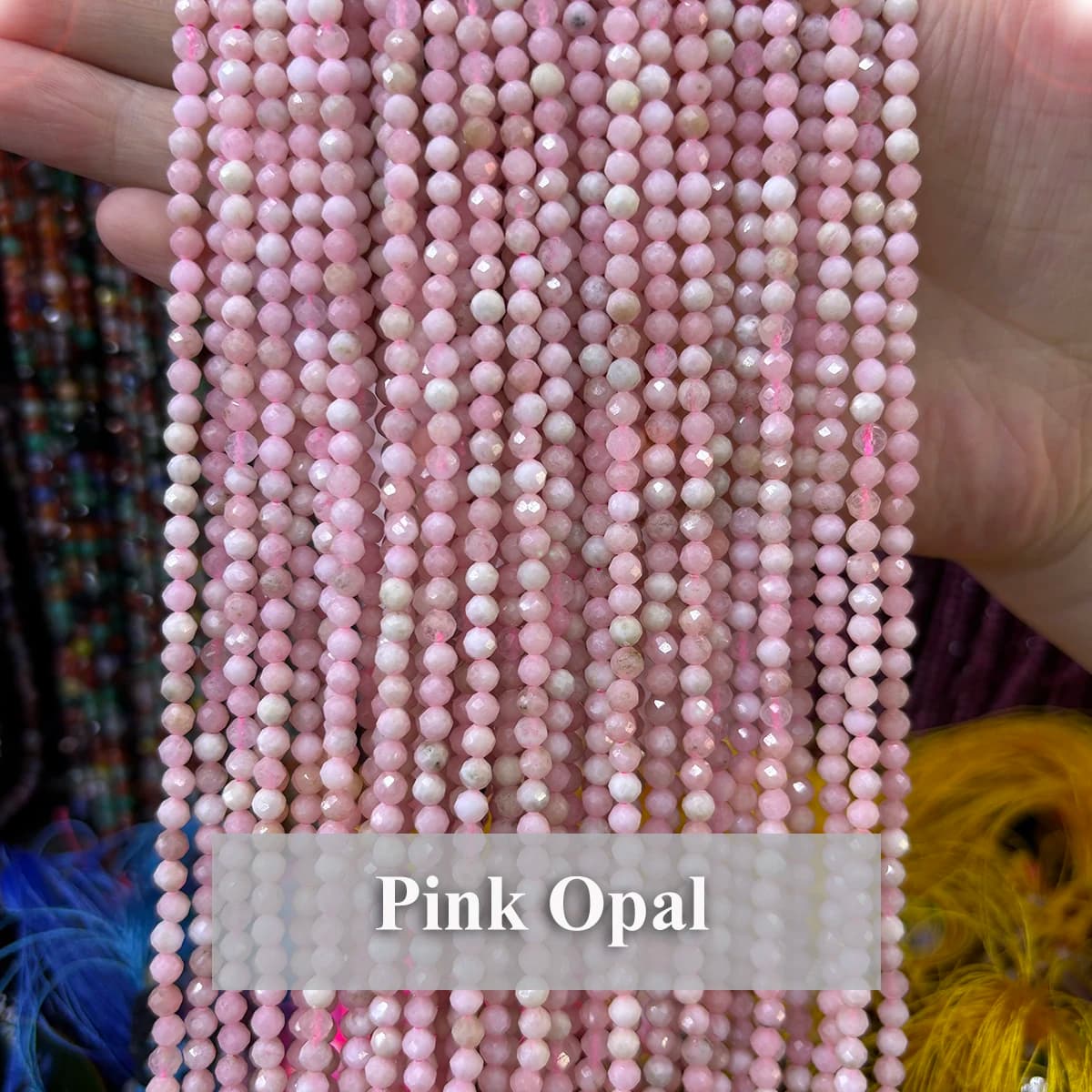 Faceted Pink Opal Beads Natural Stone Round 2 3 4mm Loose Spacer Beads DIY Handmade Bracelet Necklace Craft Jewelry Accessories