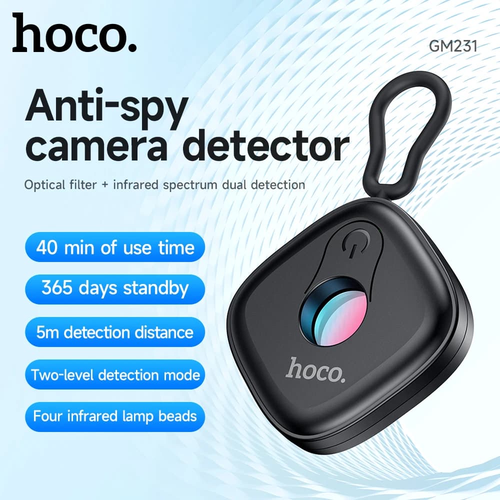 Rilevatore telecamera HOCO GM231 Rilevatore di segnale telecamera nascosta intelligente Rilevatore di protezione allarme di sicurezza sospeso ricaricabile