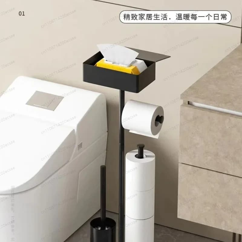 Heavy-Duty Stainless Steel Toilet Brush Holder Wall-Mounted Paper Towel Rack Bathroom Storage Organizer with Drawer