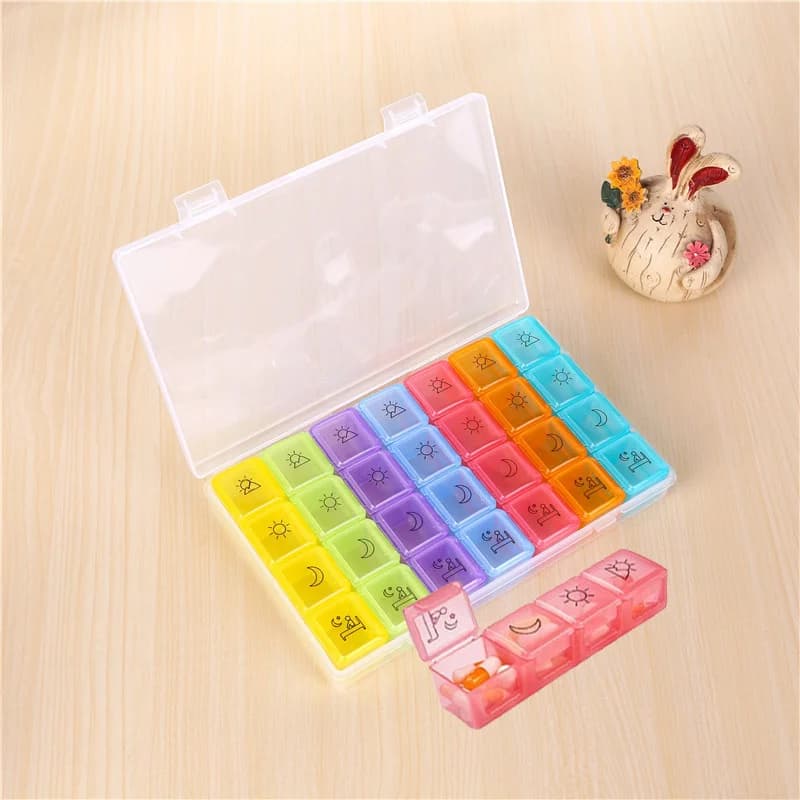 28 Grids Pill Container Pill Box Holder Weekly Medicine Storage Organizer Container Drug Tablet Dispenser Storage Container Case