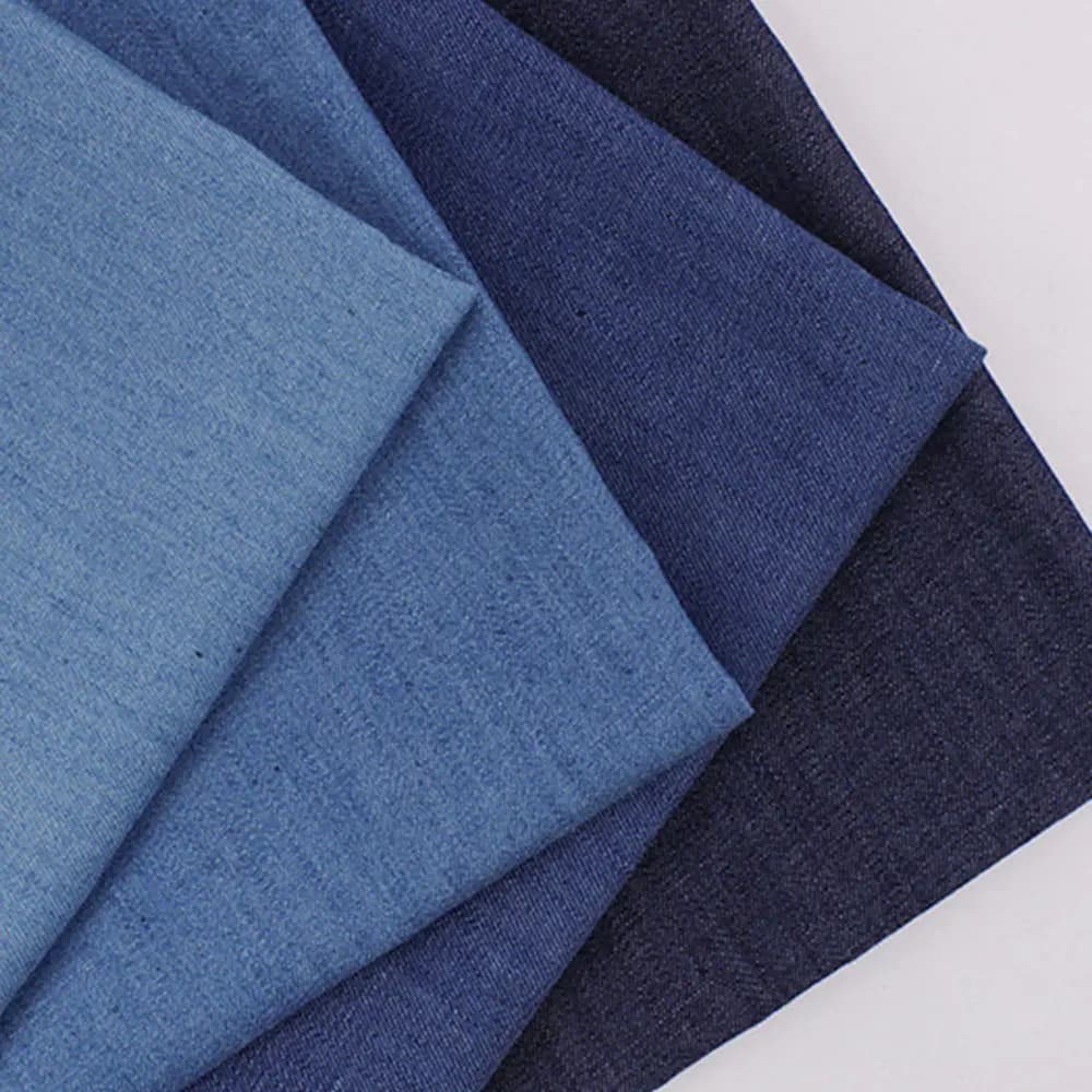 Stretch denim fabric from 145 cm blue washed micro elastic breathable for shirt, clothing, bags, pillow, quilting, sewing supplies