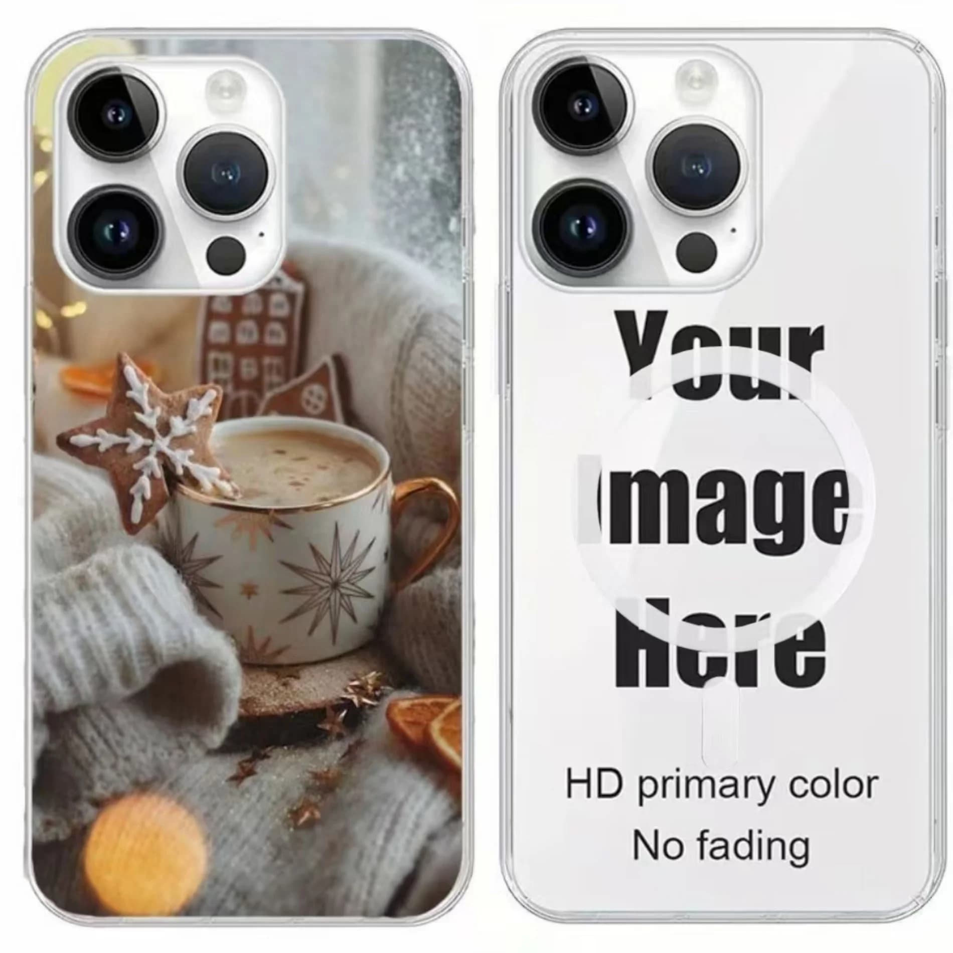 Magnetic DIY Customized Afternoon Tea Photo Case For iPhone 11 13 12 15 16 17 14 18 Pro Xs Max Plus X XR 16e 17e Air Clear Cover