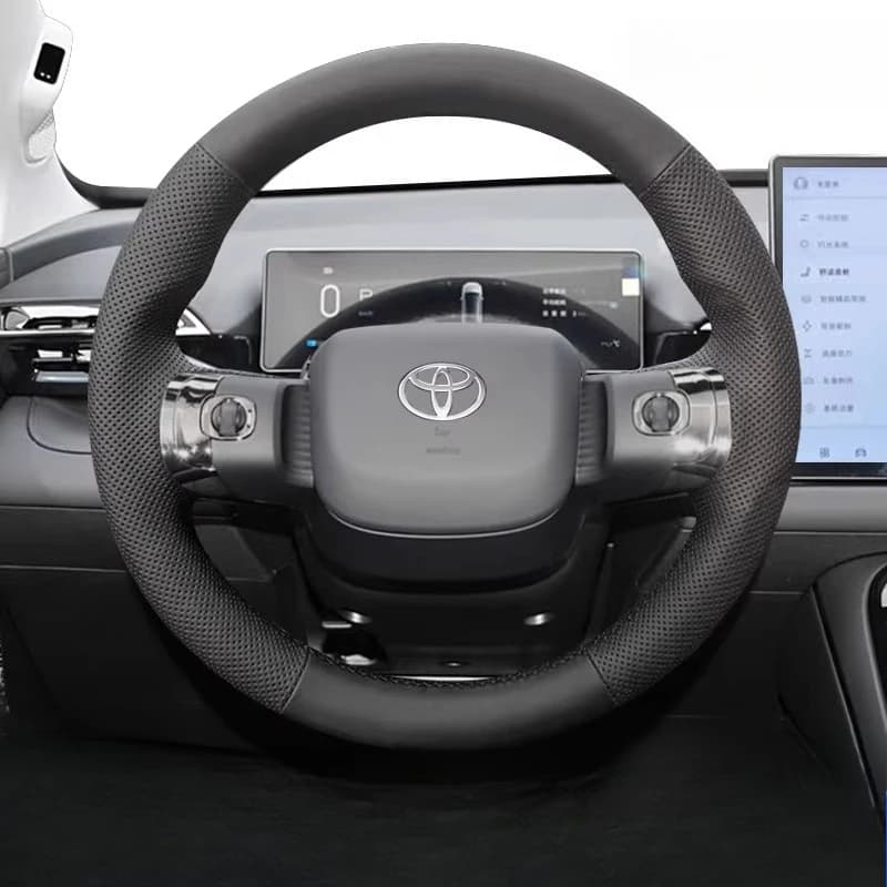 For Toyota bZ3X 2024 2025 Black Leather Cover Anti-slip Woven Hand Seal ♪