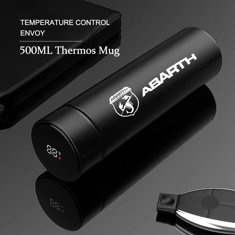 500ml Insulated Cup Temperature Monitoring Water Cup Auto For FIAT Abarth Pulse Panda Type Road 600 500X Mobi Doblo