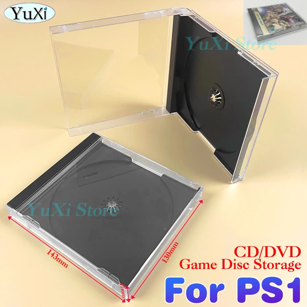 1Pc DVD CD Game Disc Storage Shell Cover per PS1 Custodia trasparente con staffa di archiviazione a disco singolo per PlayStation 1 protettiva