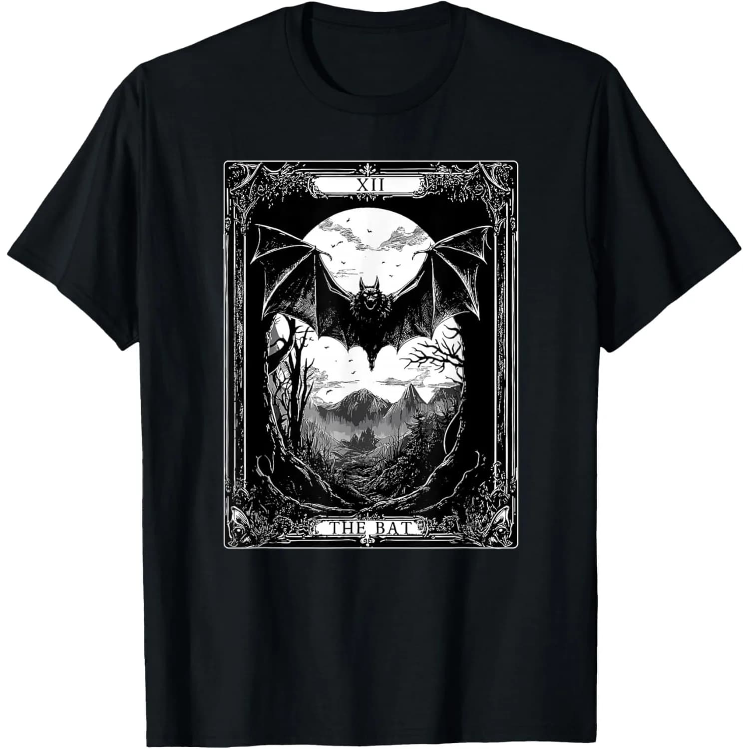 The Bat Tarot Card Vintage Gothic Halloween Graphic Tee for Men