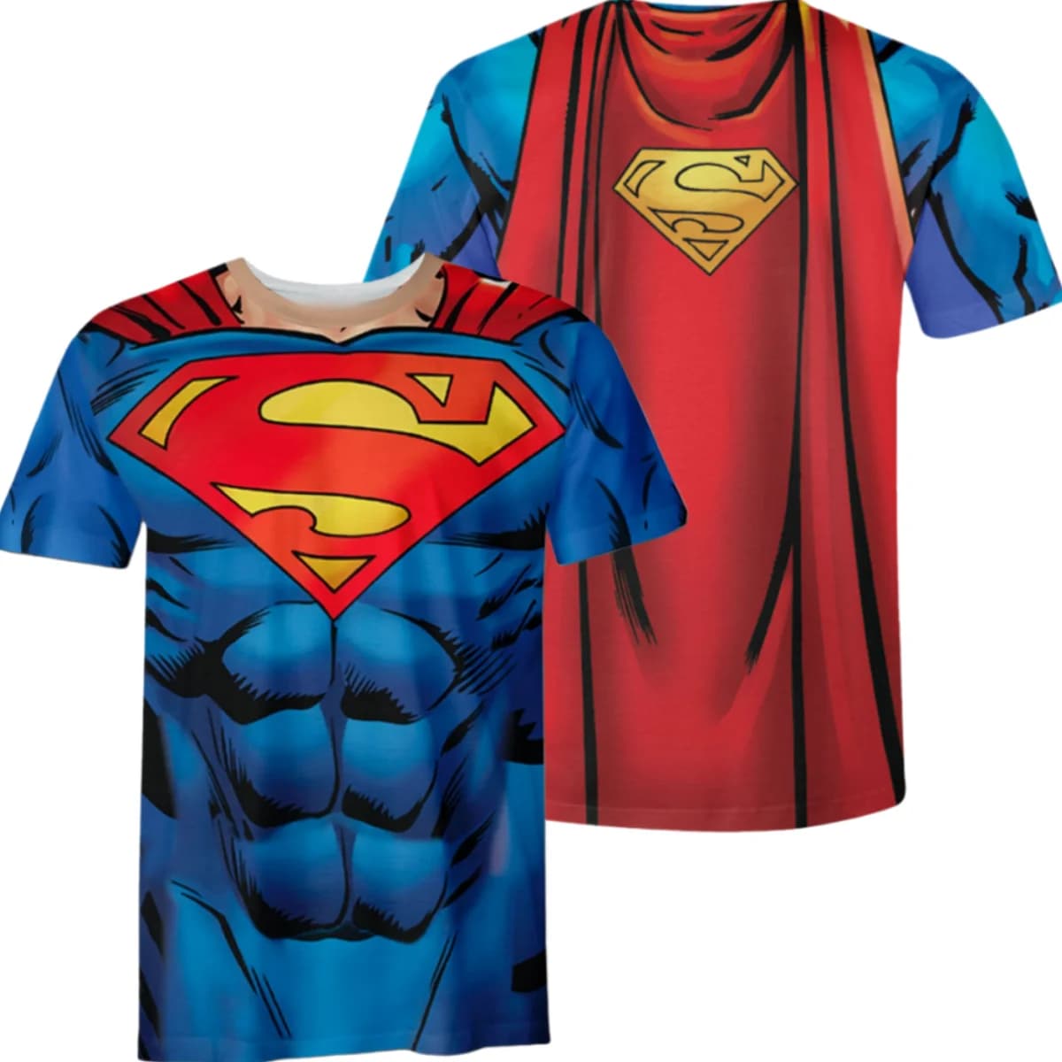 Summer New DC Superman Muscle Battle Dress Full Print Tshirt with Trendy Front and Rear Double Sided Printed Loose Short Sleeves