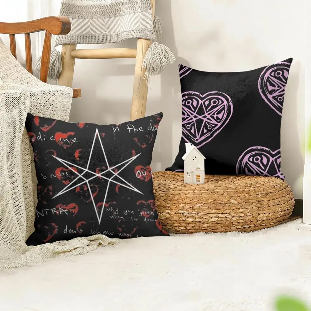 Band B-Bring Me the H-Horizon Fodera per cuscino in lino naturale, tessuto organico, stampa fronte-retro, decorazione per divano, casa, regalo, federa