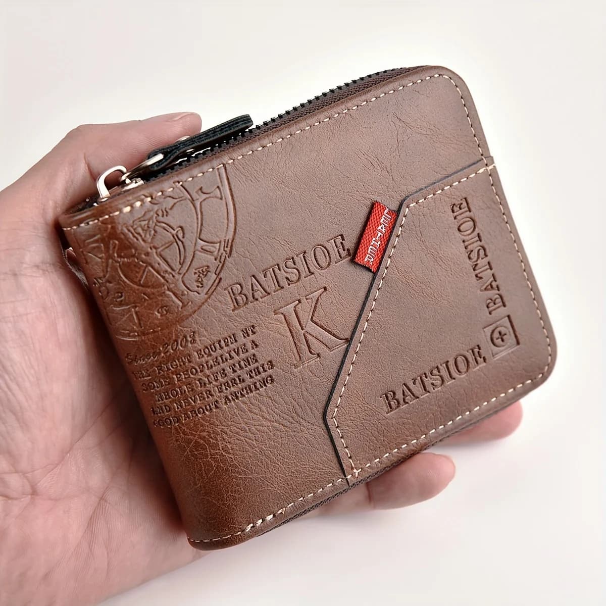 Women's PU Wax Oil Leather Wallet For Men's Short Card Holder for Men's Wallet Zippered Wallet around the coin holder