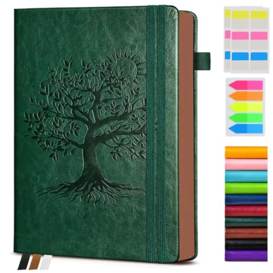 Vintage Leather Journal - 300 Page Lined Journal Notebook with Numbered Pages, A5 Notebook for Women Men, Travel Diary, Daily J